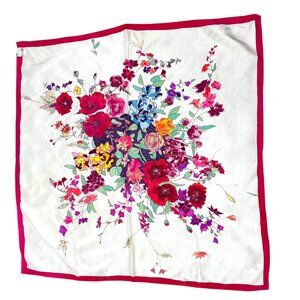 Vintage Création Adam Hand Decorated Bouquet France Silk Floral Scarf 33.25"